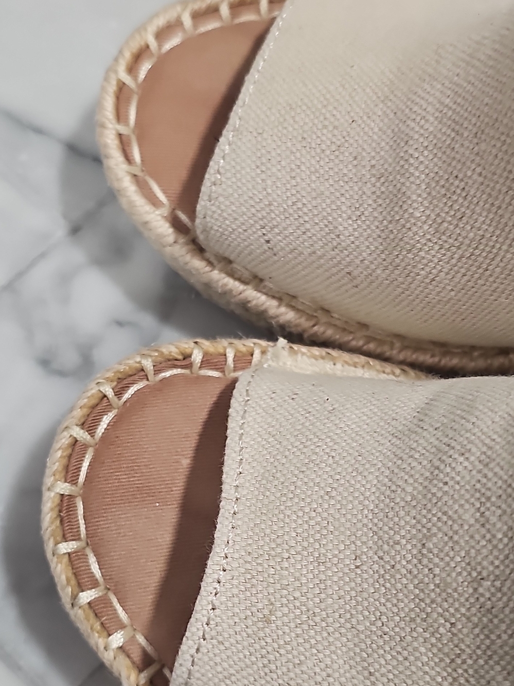 TOMS Cream Canvas Espadrille Slingback Sandals with Tan Trim Size 7 - Picture 7 of 11